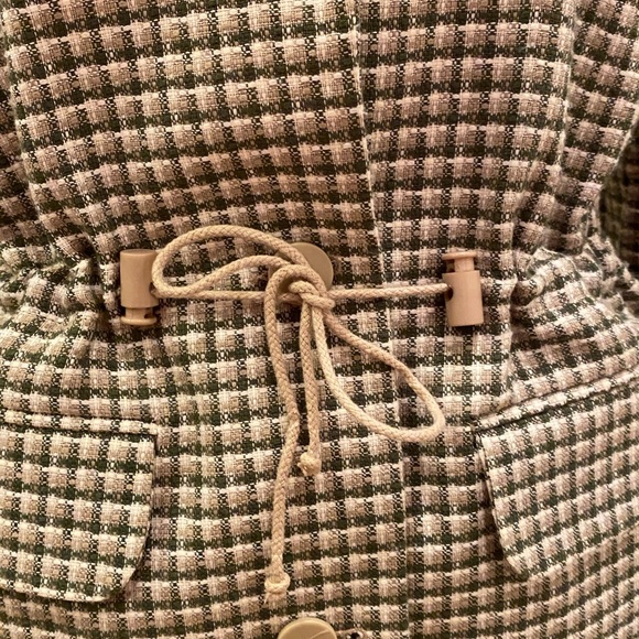 Jordan & Cole Womens Blazer w Ties to Cinch Waist / White, Green Tan Check / M - Picture 4 of 15